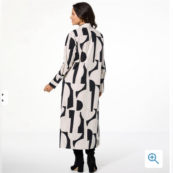 NWT Allison Brown NY Long Shirt Flare Dress - 884-525 size 1X COLOR ABSTRACT - Picture 2 of 8